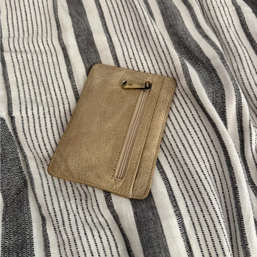 HOBO Metallic Gold Leather Card Wallet with ID Window - Picture 2 of 2